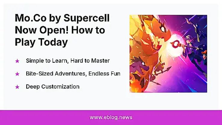 Featured image for the Mo.Co Supercell game, announcing it's now open to play with key features and artwork of a monster hunt.